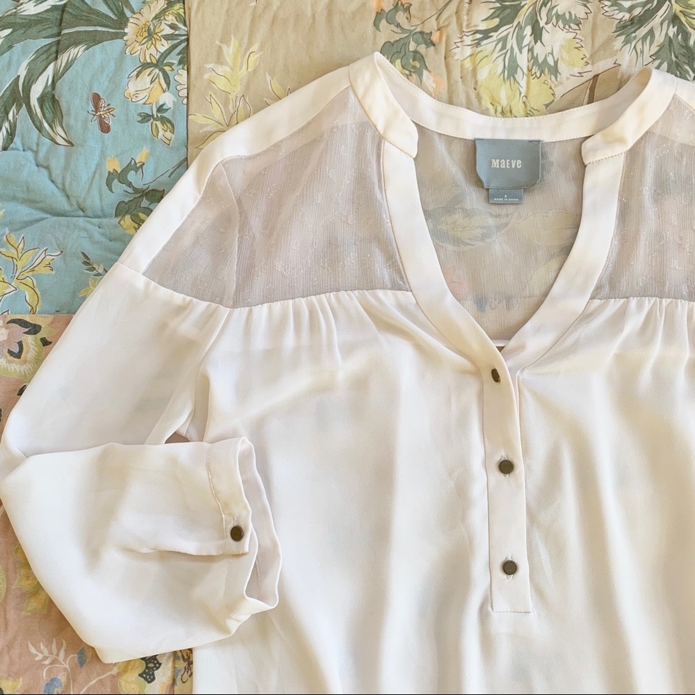 Anthropologie Maeve Paneled Sheer Blouse
